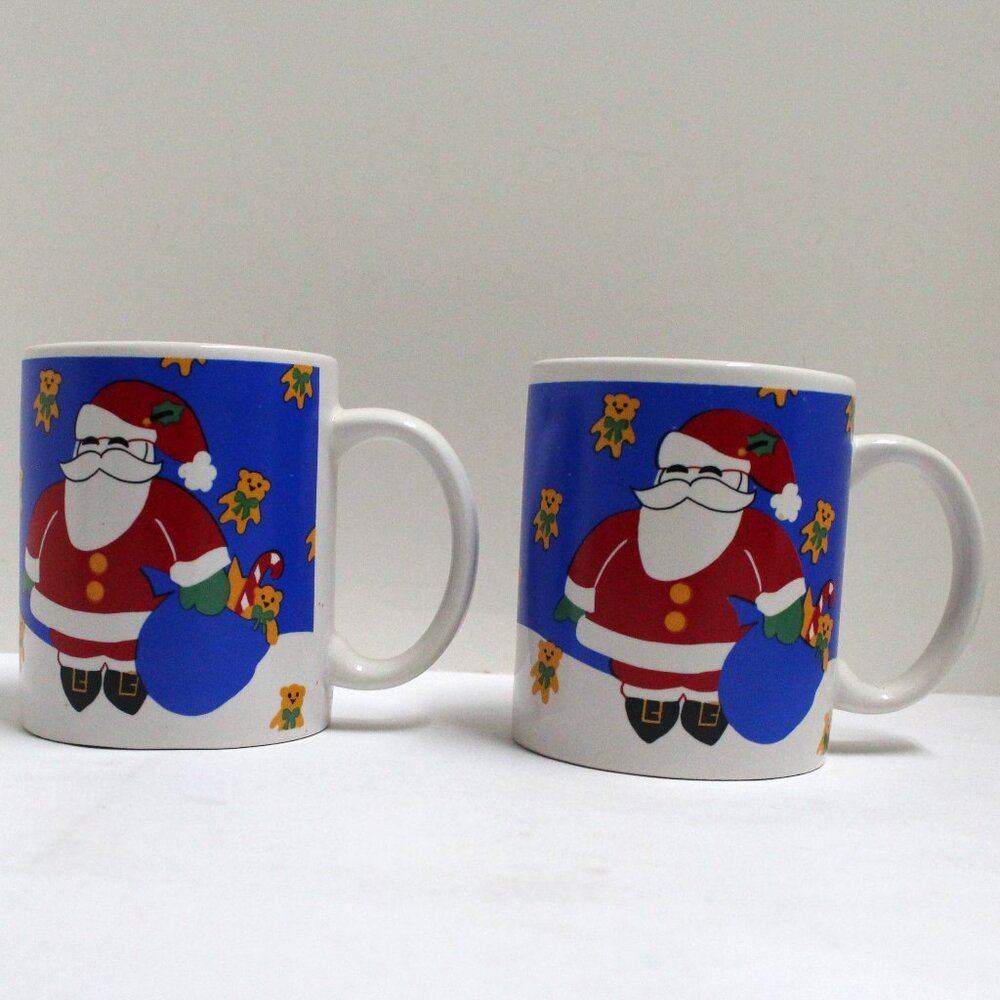 2 Cooks Club Jolly Ole Santa Claus Christmas Coffee Cups